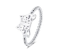 Ball Pattern around Circle with Cute Butterfly Ring NSR-4090